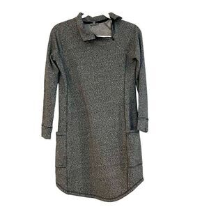 T By Talbots Women’s Gray Long Sleeve Dress Zipper Neck Pockets